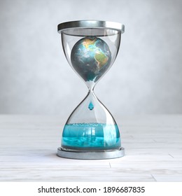 Earth planet in hourglass, Global warming concept. 3D illustration  Elements of this image furnished by NASA
