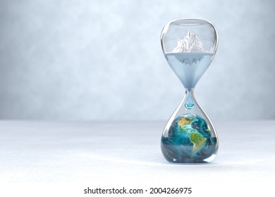 Earth planet in hourglass, Global warming concept. 3D illustration  Elements of this image furnished by NASA