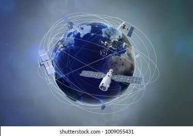 Earth With Satellites  (3D Rendering)