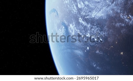 The Earth as seen from outer space, showcasing its vast oceans, continents, and cloud formations.