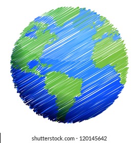 Earth Sketch Illustration Design Over A White Background