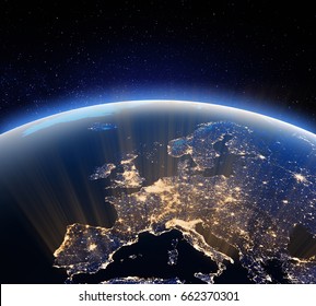 Earth from space. 3D Rendering. Stars my own photo. Elements of this image furnished by NASA - Shutterstock ID 662370301