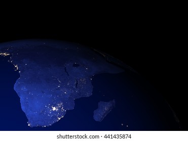 The Earth from space at night without clouds. Elements of this image furnished by NASA. Other orientations available.