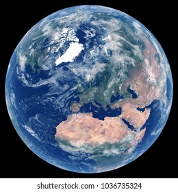 Earth From Space. Satellite Image Of Planet Earth. Photo Of Globe. Isolated Physical Map Of Europe (EU: Germany, France, Italy, United Kingdom (UK), Poland). Elements Of This Image Furnished By NASA.