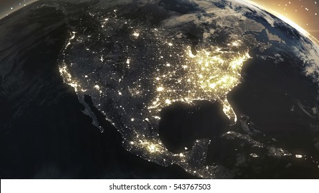 Earth Sunshine North America From Space