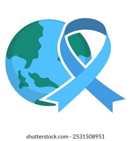 Earth Symbol with Blue Ribbon World Diabetes Day - Powered by Shutterstock