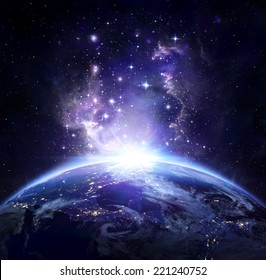 Earth View From Space At Night -  USA, Elements Of This Image Furnished By NASA 