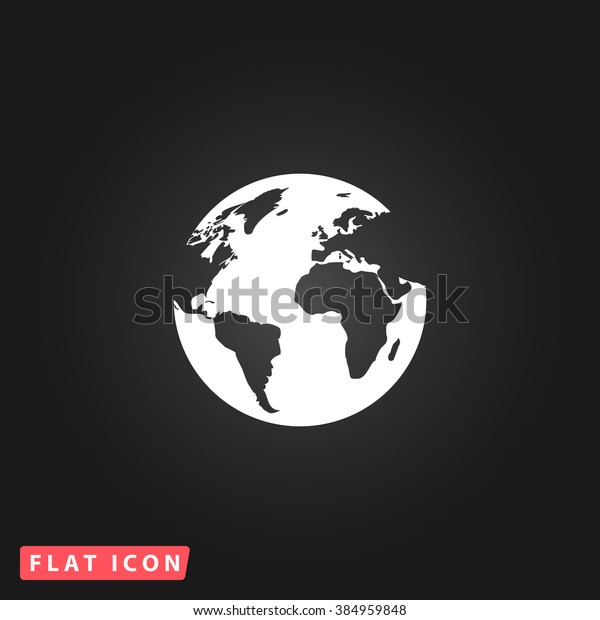 Earth White Flat Icon On Dark Stock Illustration 384959848