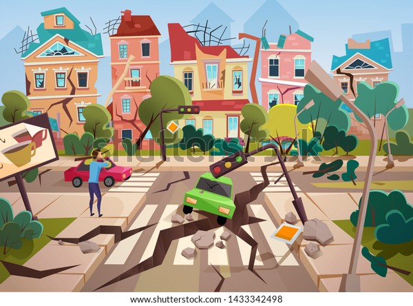 Earthquake Disaster Realistic Ground Crevices Small Stock Illustration ...