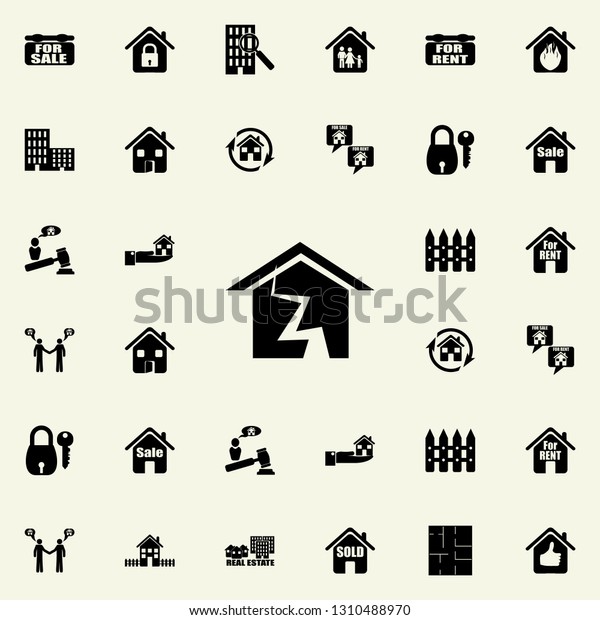 earthquake and house icon. Real estate icons\
universal set for web and\
mobile