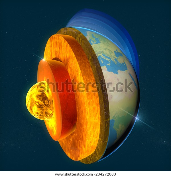 Earths Core Section Layers Earth Sky Stock Illustration 234272080 ...