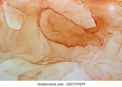 Earthy hues of terracotta, beige, burnt orange and cream flowing together in layers of billowing clouds. Translucent  ethereal, grunge abstract alcohol ink art. Great for print or digital projects. Adlı Stok İllüstrasyon