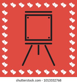 Easels icon flat  Simple black pictogram red background and white hearts for valentines day  Illustration symbol