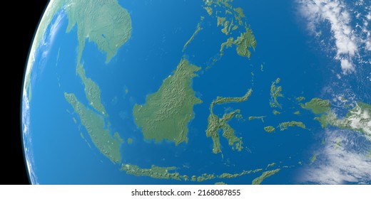 East Indies In Planet Earth, View From Outer Space, 3d Rendering