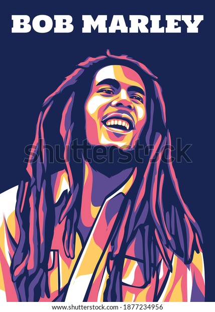 East Java, Indonesia - 17 December 2020 :\
Bob Marley in pop art style. He is a musician and activist in\
Jamaica. Also popular with his reggae\
music