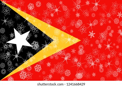 East Timor winter snowflakes flag background.