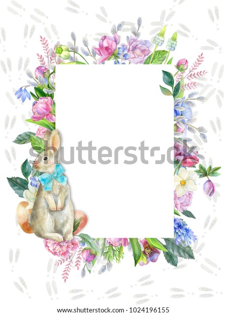 easter border bunny footprints stock illustration 1024196155