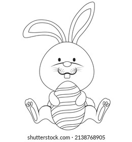 Easter Bunny Egg Holiday Coloring Sheet Page