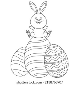 Easter Bunny Egg Holiday Coloring Sheet Page