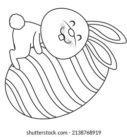 Easter Bunny Egg Holiday Coloring Sheet Page