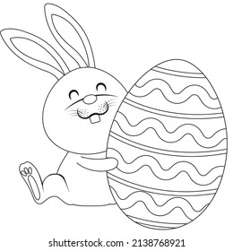 Easter Bunny Egg Holiday Coloring Sheet Page