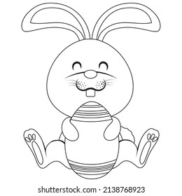 Easter Bunny Egg Holiday Coloring Sheet Page