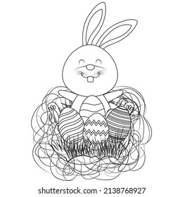 Easter Bunny Egg Holiday Coloring Sheet Page