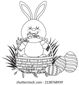 Easter Bunny Egg Holiday Coloring Sheet Page