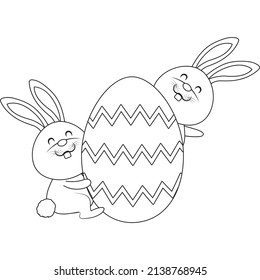 Easter Bunny Egg Holiday Coloring Sheet Page