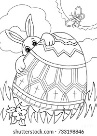 Easter Bunny Egg Hunt (Kids Coloring Page)