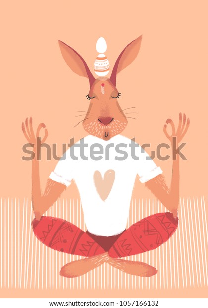 Easter Bunny Yoga Eggs Stock Illustration 1057166132