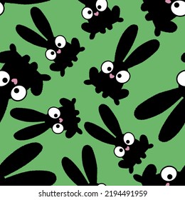 Easter Cartoon Rabbit Seamless Pattern For Fabrics And Textiles And Packaging And Wrapping Paper And 2023 New Year And Christmas Gifts Box And Kids Accessories And School Notebooks And Clothes Print 