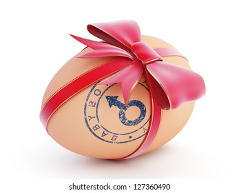 easter egg boy gift with bow on a white background