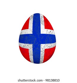 easter egg with grunge Norway  flag isolated  on white background