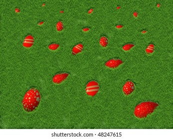 Easter Egg hunt, Easter Eggs hidden in the grass