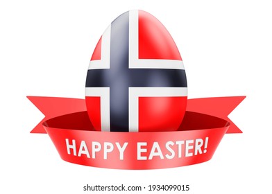 Easter egg with Norwegian flag. Happy Easter in Norway concept, 3D rendering isolated on white background