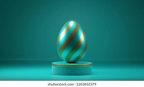 Easter egg on the podium, turquoise cian background.3d rendering - Powered by Shutterstock