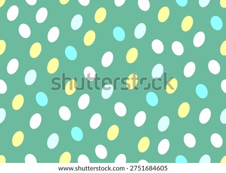 Easter egg seamless pattern on green.Cute birthday polka dot seamless pattern.Colorful eggs dots repeat round confetti background.dotted wallpaper Easter gift wrapping paper birthday decoration kid bg