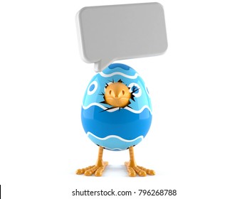 Easter egg with speech bubble isolated on white background. 3d illustration