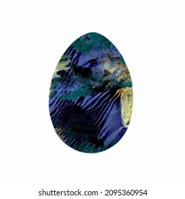 Easter Egg - Textured Blue Smears Isolated On White Background. Watercolor Colorful Textured Painting. Design For Background, Cover And Packaging, Easter And Food Illustration, Greeting Card.