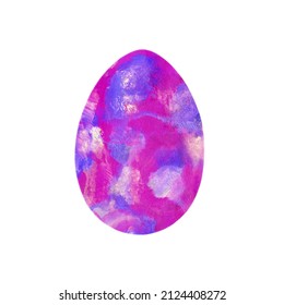 Easter Egg - Textured Pink-violet Spots Smears Isolated On White. Watercolor Colorful Textured Painting. Design For Background, Cover And Packaging, Easter And Food Illustration, Greeting Card.