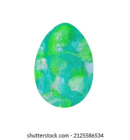 Easter Egg - Textured Turquoise-green Spots Smears Isolated On White Background. Watercolor Colorful Textured Painting. Design For Background, Cover And Packaging, Easter And Food Illustration