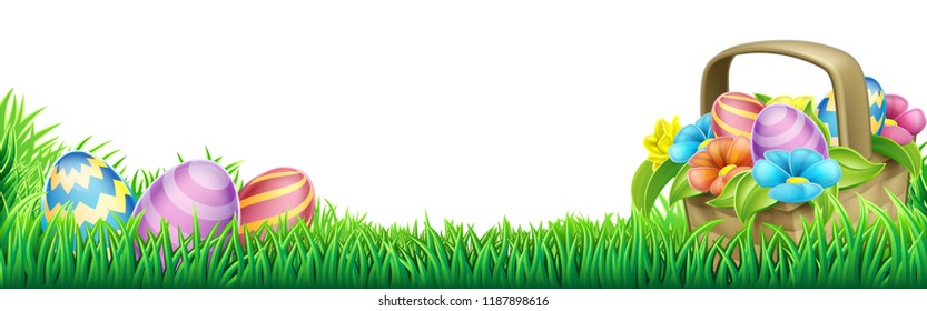 An Easter Eggs Basket Design Element Background Footer