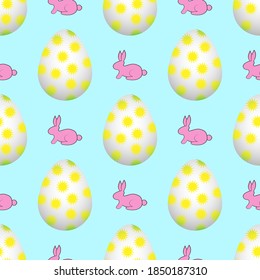 Easter Eggs And Bunny, Seamless Pattern