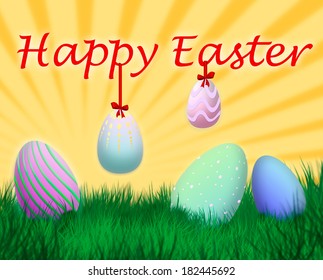 Easter Eggs Congratulation Text Illustration Stock Illustration ...