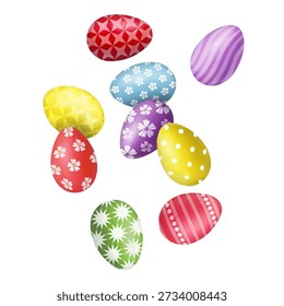 Easter eggs decorated for holiday falling on white background - Powered by Shutterstock - Get 15% off with code: PIKWIZARD15
