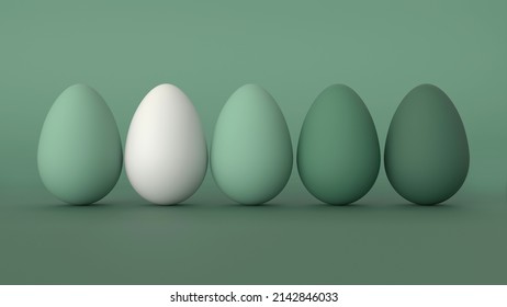 Easter eggs  green gradient eggs green background  3d render illustration