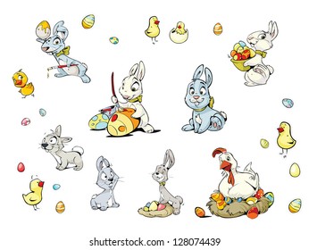 Easter Rabbit Carrying Basket Eggs: vector de stock (libre de regalías ...