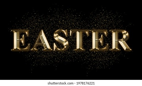 EASTER, Gold Text Effect, Gold Text With Sparks, Gold Plated Text Effect