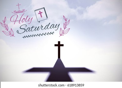 Easter message against crucifix on the horizon - Powered by Shutterstock